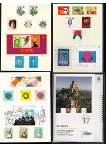 2017 - Libro ufficiale San Marino francobolli e interi postali con Raro bollo ricamato